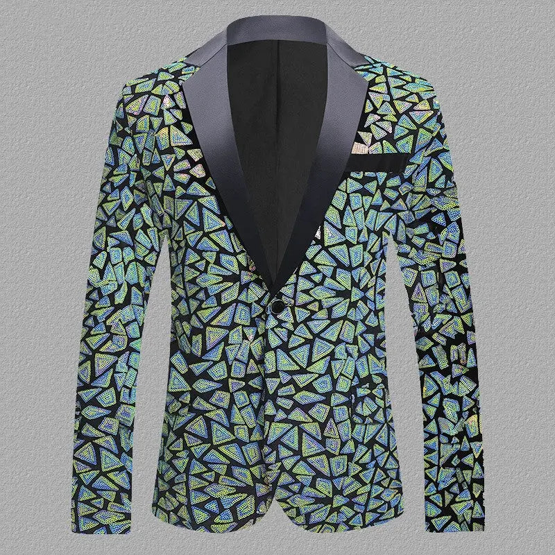 Velvet Men's Sequined Performance Dress  Pre2brand Blue-And-Green-5XL