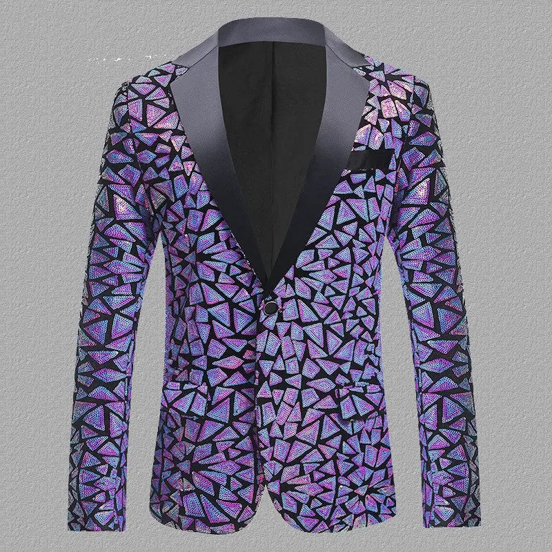 Velvet Men's Sequined Performance Dress  Pre2brand Purplish-Blue-5XL