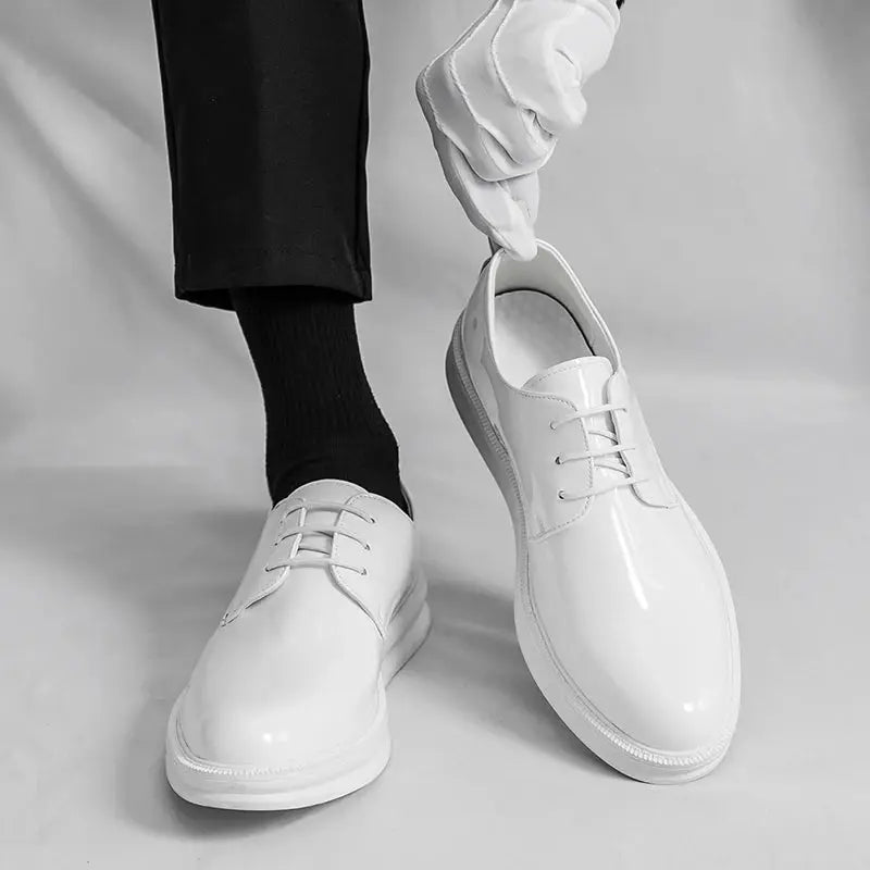 White Classic Office Men Shoes Wedding Men Formal Shoes Luxury Fashion Groom Wedding Shoes Men Oxford Shoes Dress Leather Shoes - Pre2brand