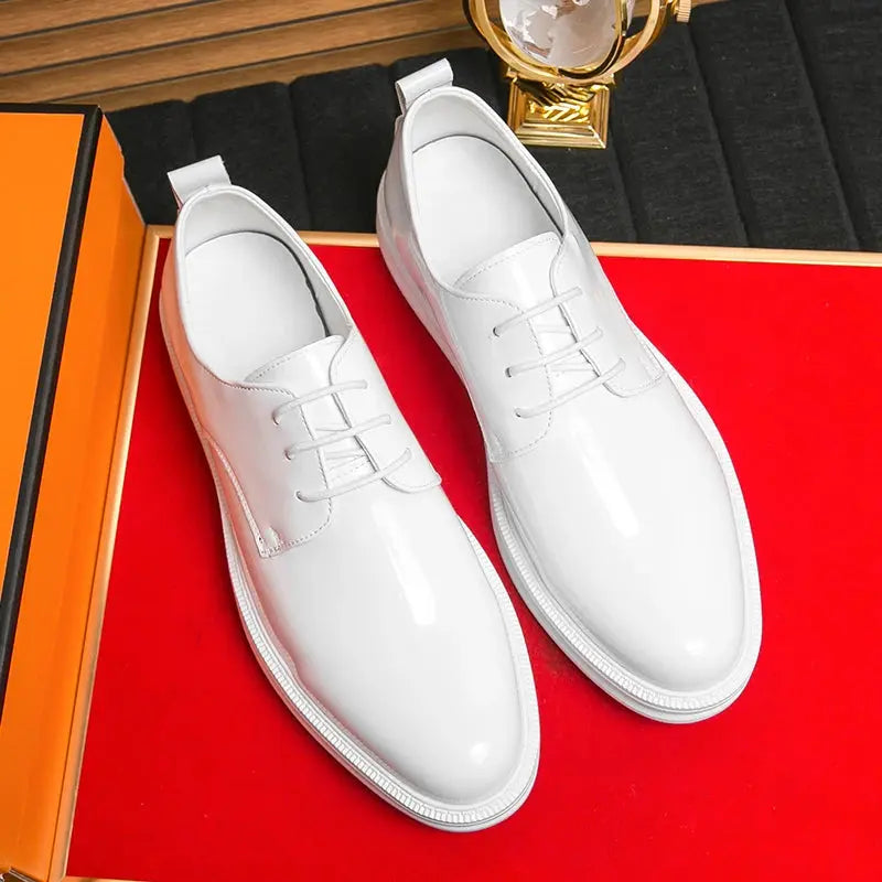 White Classic Office Men Shoes Wedding Men Formal Shoes Luxury Fashion Groom Wedding Shoes Men Oxford Shoes Dress Leather Shoes - Pre2brand