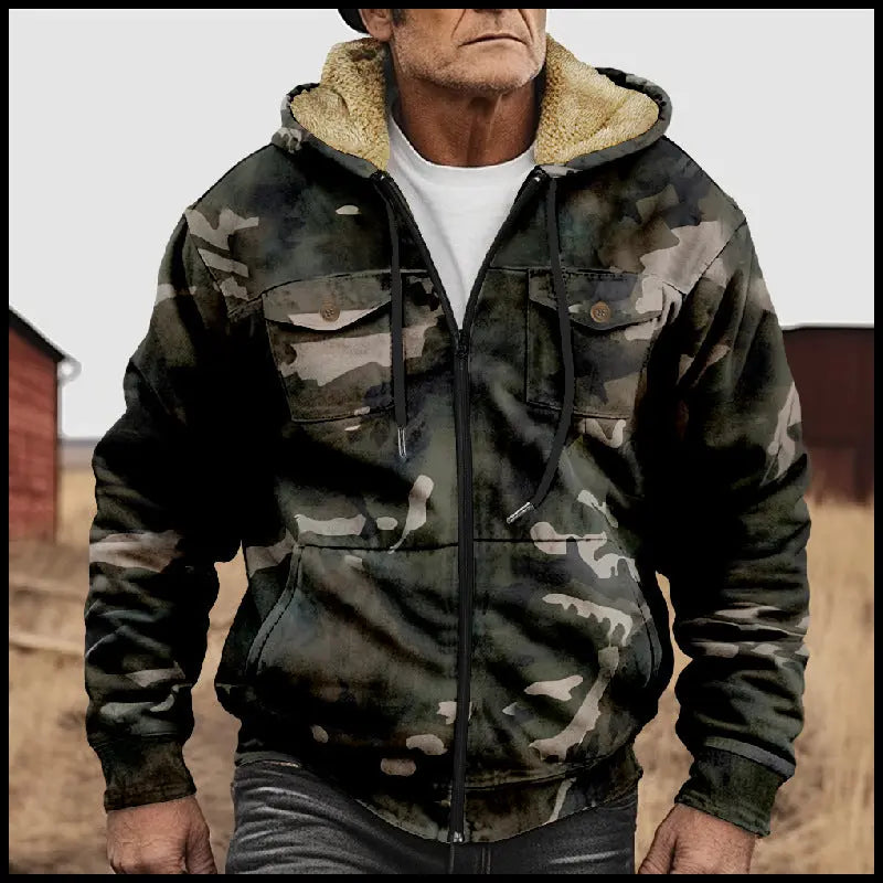 Winter Menswear Warm With Velvet Hooded Pocket Long-sleeved Cotton-padded Jacket  Pre2brand Type-B-4XL