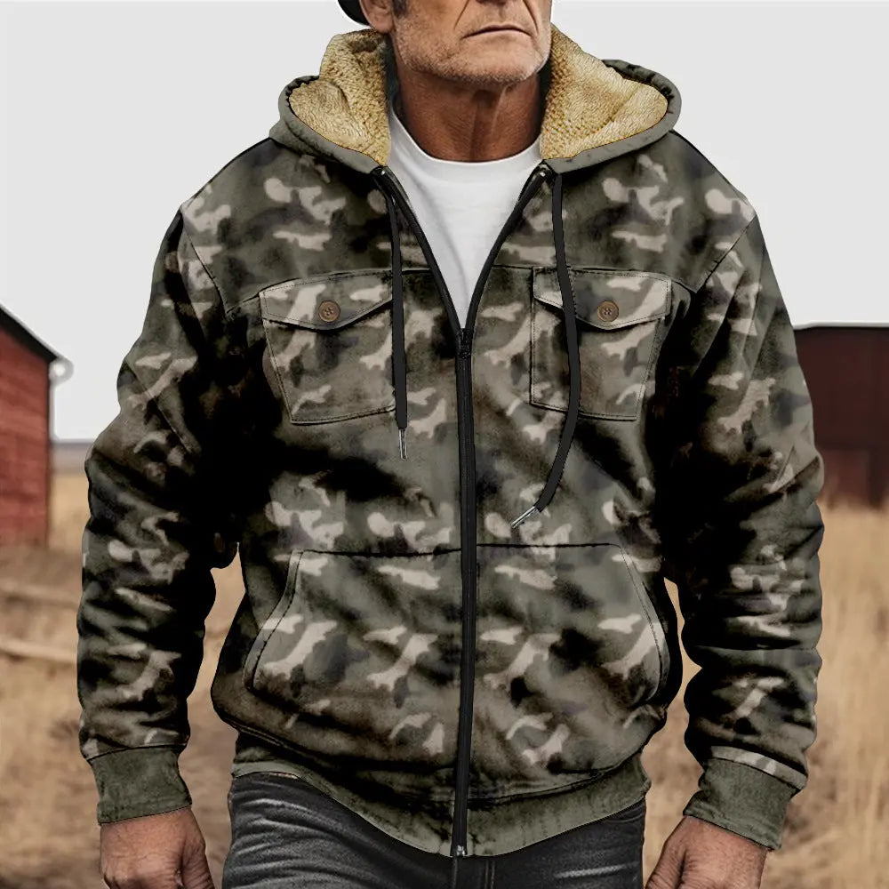 Winter Menswear Warm With Velvet Hooded Pocket Long-sleeved Cotton-padded Jacket  Pre2brand Type-C-4XL