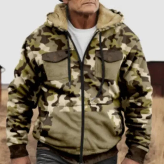 Winter Menswear Warm With Velvet Hooded Pocket Long-sleeved Cotton-padded Jacket  Pre2brand Type-D-4XL