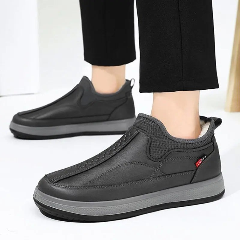 Winter Warm Fleece Snow Boots Round-toed Platform Ankle Boot Fashion Simple Non-slip Flat Cotton Shoes Men - Pre2brand