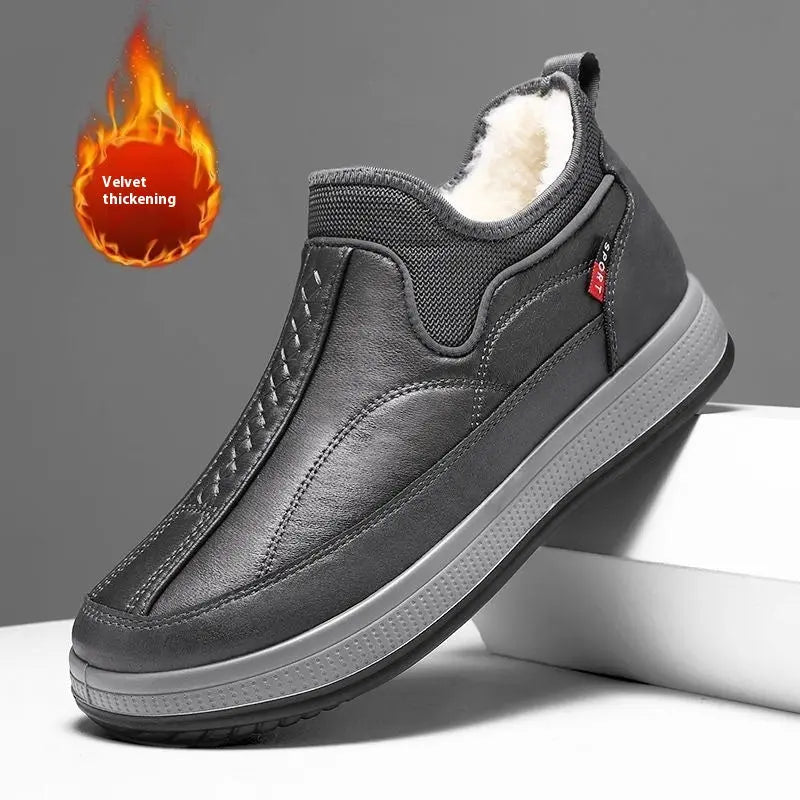 Winter Warm Fleece Snow Boots Round-toed Platform Ankle Boot Fashion Simple Non-slip Flat Cotton Shoes Men - Pre2brand