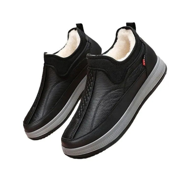 Winter Warm Fleece Snow Boots Round-toed Platform Ankle Boot Fashion Simple Non-slip Flat Cotton Shoes Men - Pre2brand
