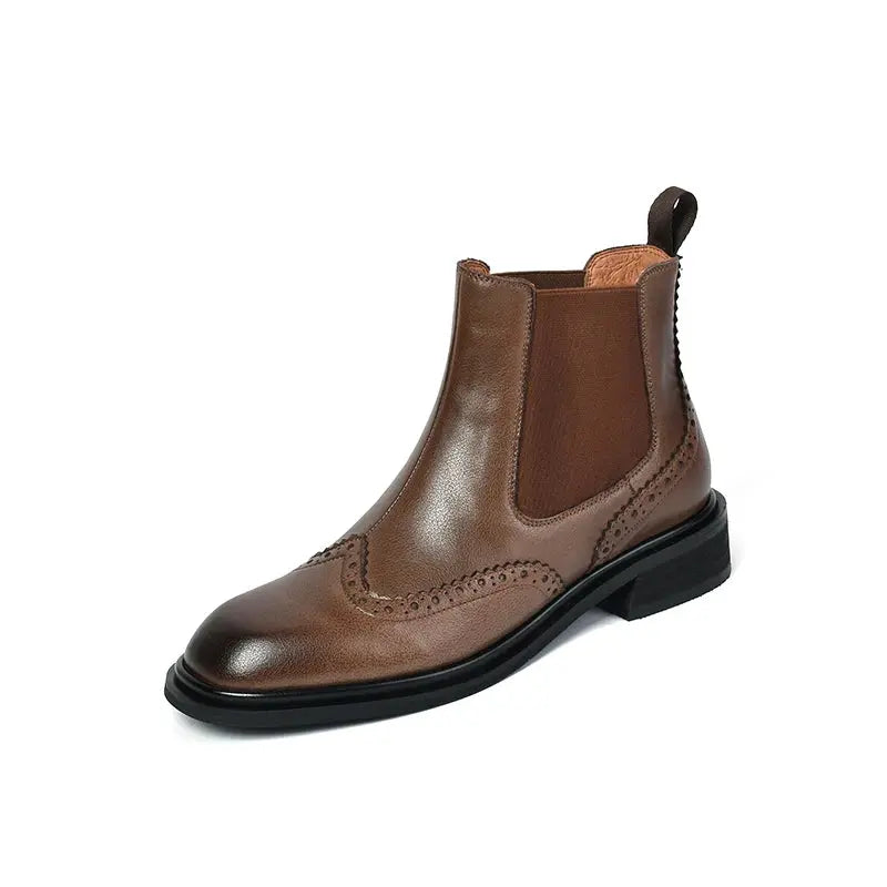 Winter/autumn Real Leather Chelsea Boots Retro Carved Women Boots Round Toe Ankle Boots British Style Short Boots Women Shoes - Pre2brand