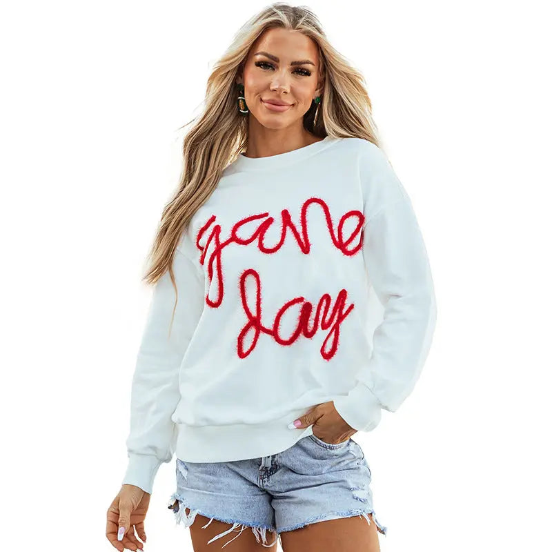 Women's Casual All-matching Loose Letter Embroidery Top  Pre2brand LC25317536-P1-XL