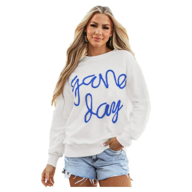 Women's Casual All-matching Loose Letter Embroidery Top  Pre2brand LC25317536-P101-XL