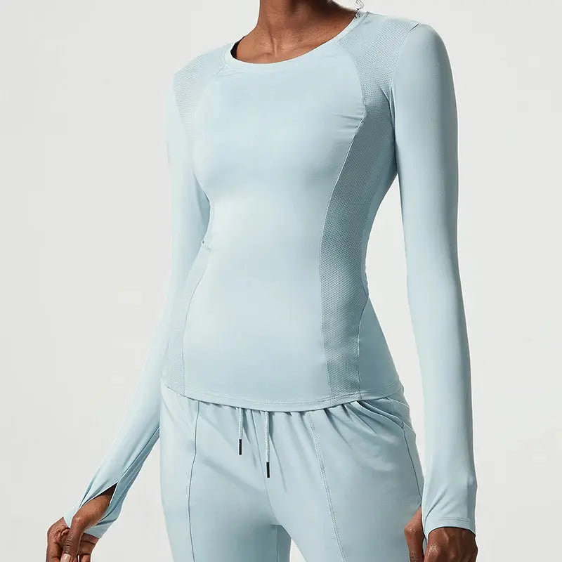 Women's Customizable Logo Long Sleeve Yoga Long sleeve fitness trainer Elastic Waist Geometric Fitness Trainer Gym t-shirt - Pre2brand