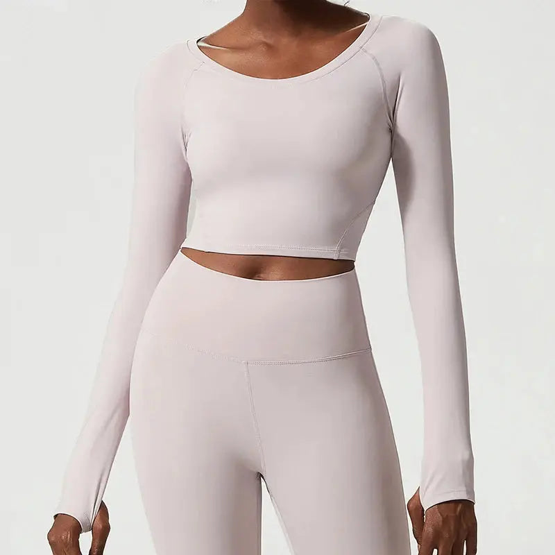 Women's Customizable Logo Long Sleeve Yoga Long sleeve fitness trainer Elastic Waist Geometric Fitness Trainer Gym t-shirt - Pre2brand