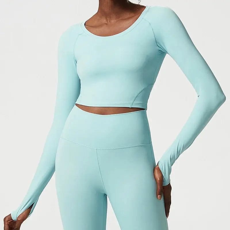 Women's Customizable Logo Long Sleeve Yoga Long sleeve fitness trainer Elastic Waist Geometric Fitness Trainer Gym t-shirt - Pre2brand