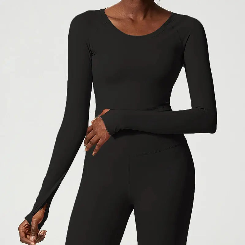 Women's Customizable Logo Long Sleeve Yoga Long sleeve fitness trainer Elastic Waist Geometric Fitness Trainer Gym t-shirt - Pre2brand