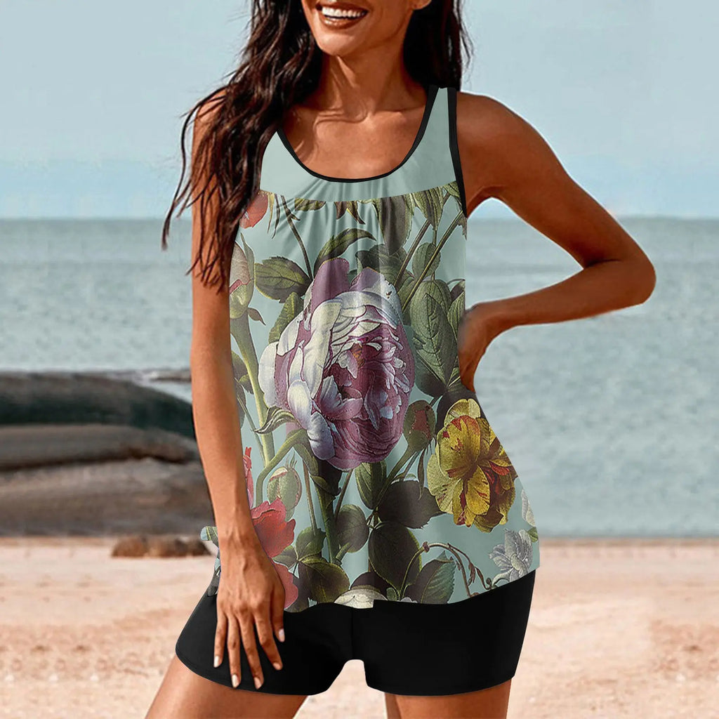 Women's Digital Printed Turtleneck Push Up Pleating Top  Pre2brand Y000711-2XL