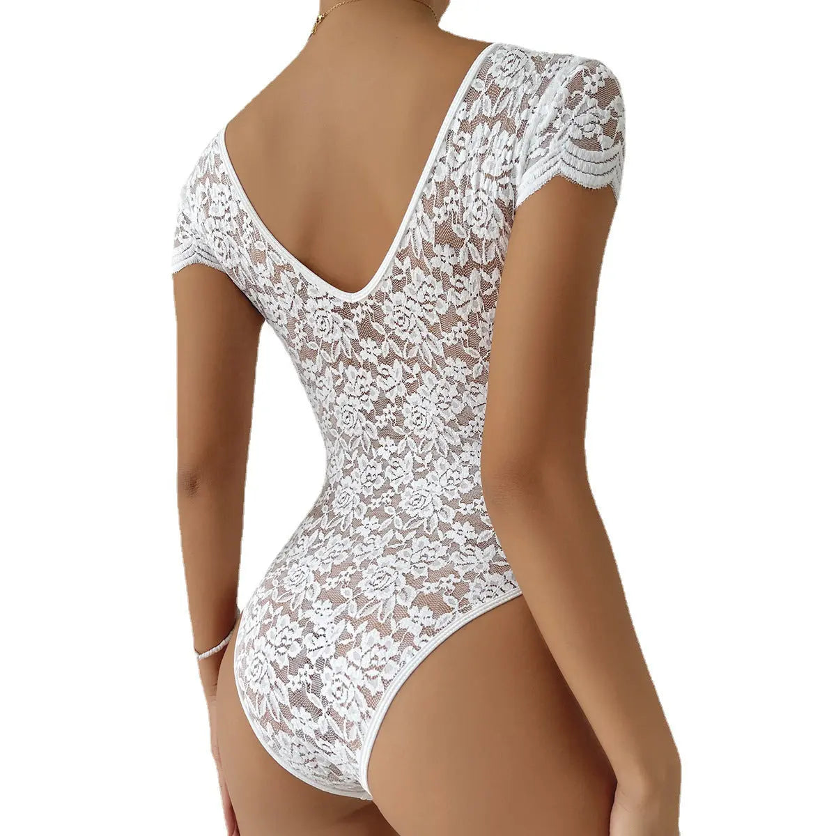 Women's Fashion Solid Color Lace Bodysuit - Pre2brand