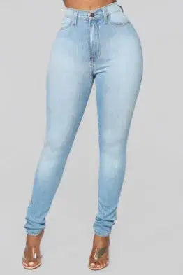 Women's High Rise Skinny Jeans Stretch Slim Fit Denim Ankle Pants Colombian Design Ass Jeans  Pre2brand EU-XL-Plus-US18-SKY-BLUE