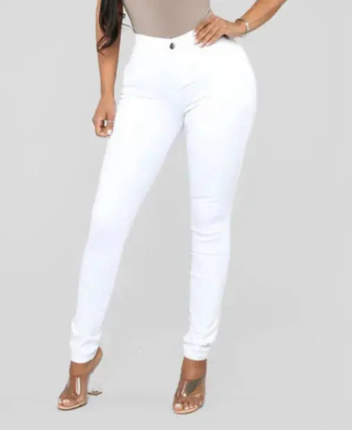 Women's High Rise Skinny Jeans Stretch Slim Fit Denim Ankle Pants Colombian Design Ass Jeans  Pre2brand EU-XL-Plus-US18-WHITE