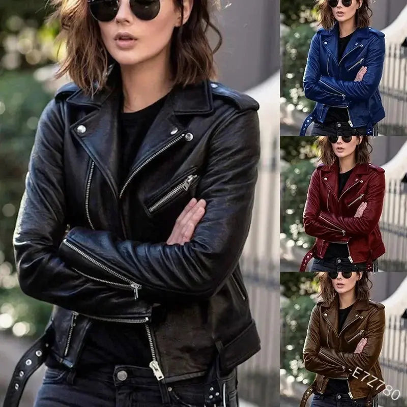 Women's Leather Coat Women Short Slim-Fit New Biker's Leather Jacket Winter Autumn Leather Jackets Coats  Pre2brand