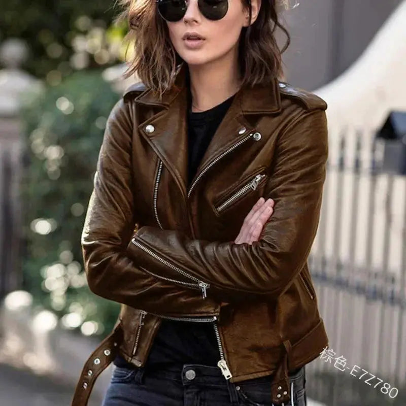 Women's Leather Coat Women Short Slim-Fit New Biker's Leather Jacket Winter Autumn Leather Jackets Coats  Pre2brand