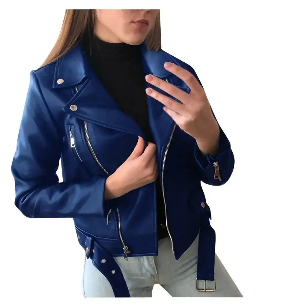 Women's Leather Coat Women Short Slim-Fit New Biker's Leather Jacket Winter Autumn Leather Jackets Coats  Pre2brand XXXL-2