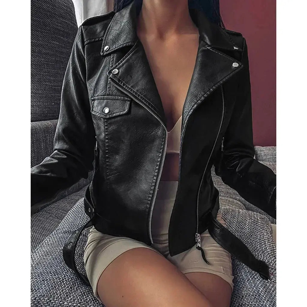 Women's Leather Coat Women Short Slim-Fit New Biker's Leather Jacket Winter Autumn Leather Jackets Coats  Pre2brand XXXL-6