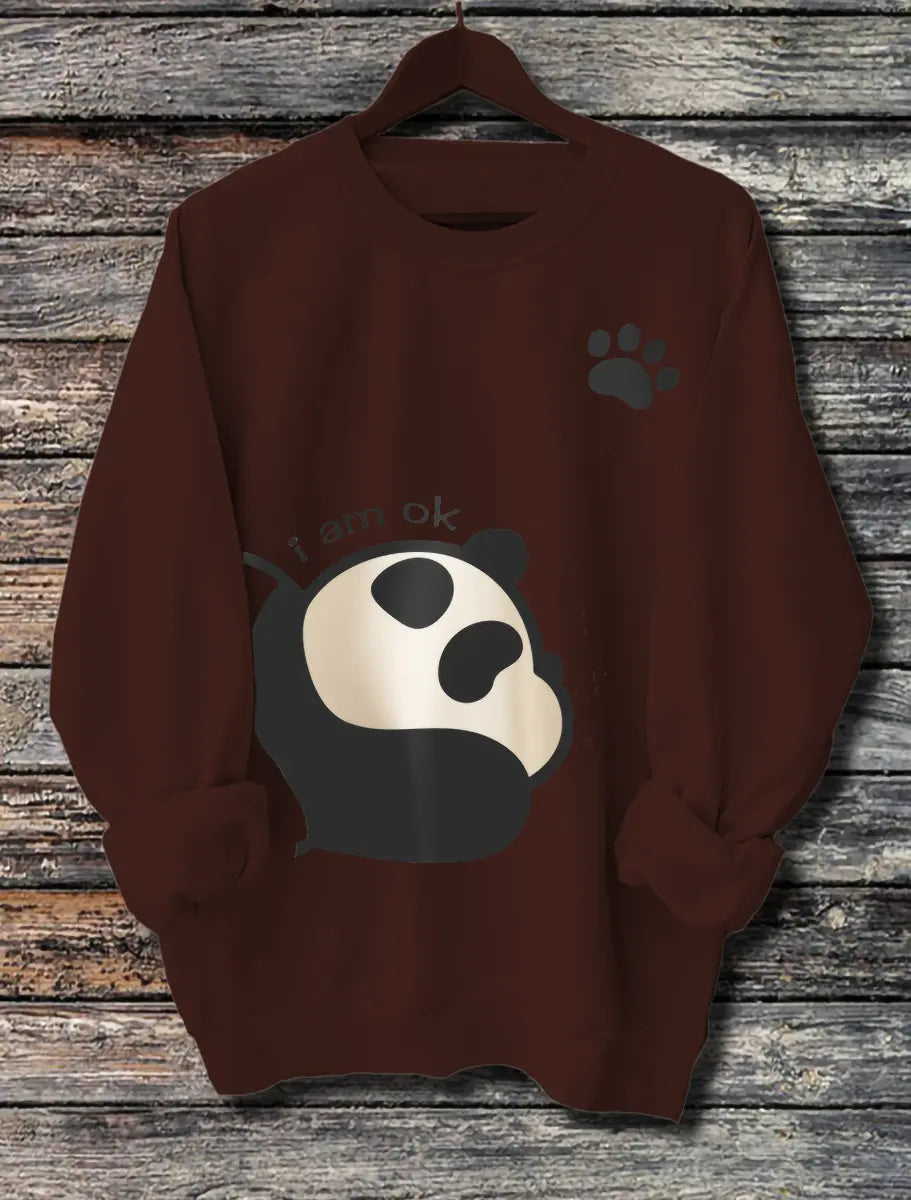 Women's Long Sleeved Panda Print Hoodie - Pre2brand