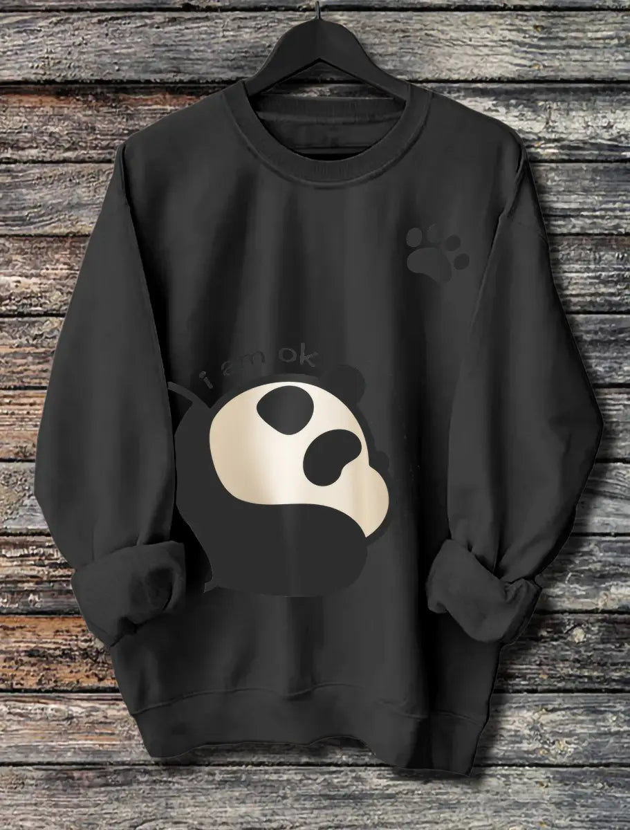 Women's Long Sleeved Panda Print Hoodie - Pre2brand