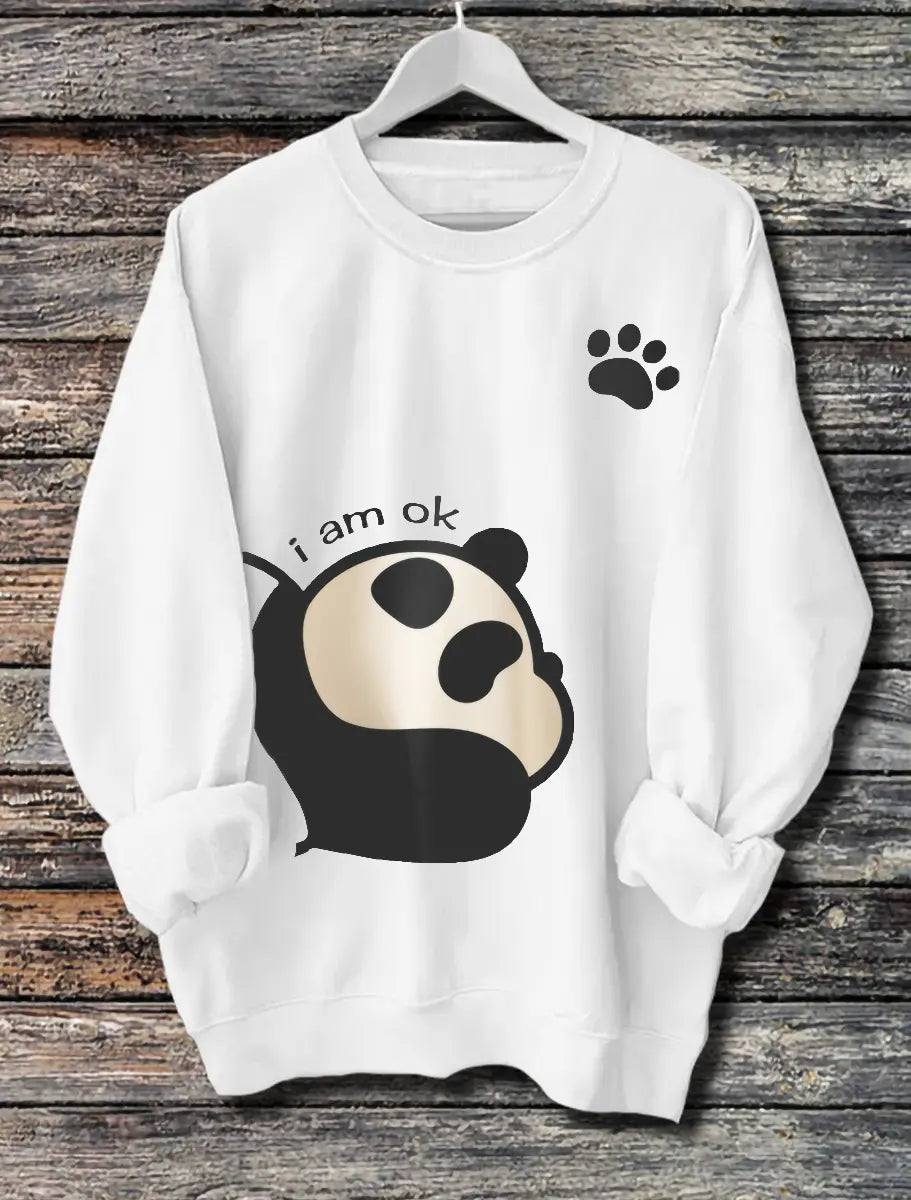 Women's Long Sleeved Panda Print Hoodie - Pre2brand