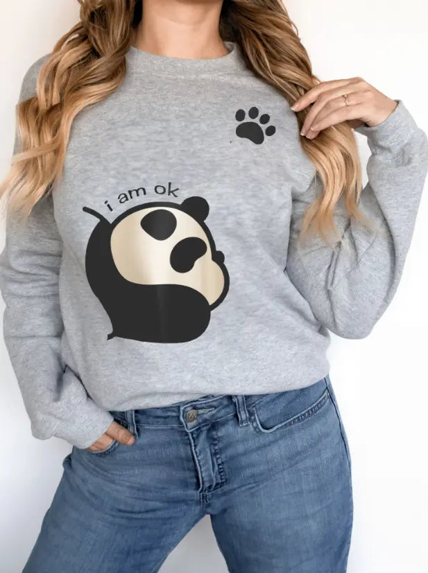 Women's Long Sleeved Panda Print Hoodie - Pre2brand