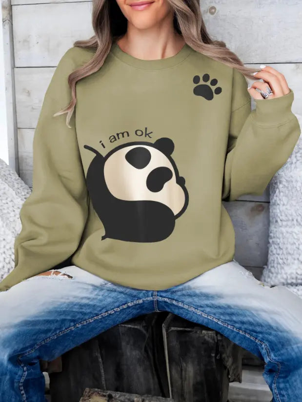 Women's Long Sleeved Panda Print Hoodie - Pre2brand