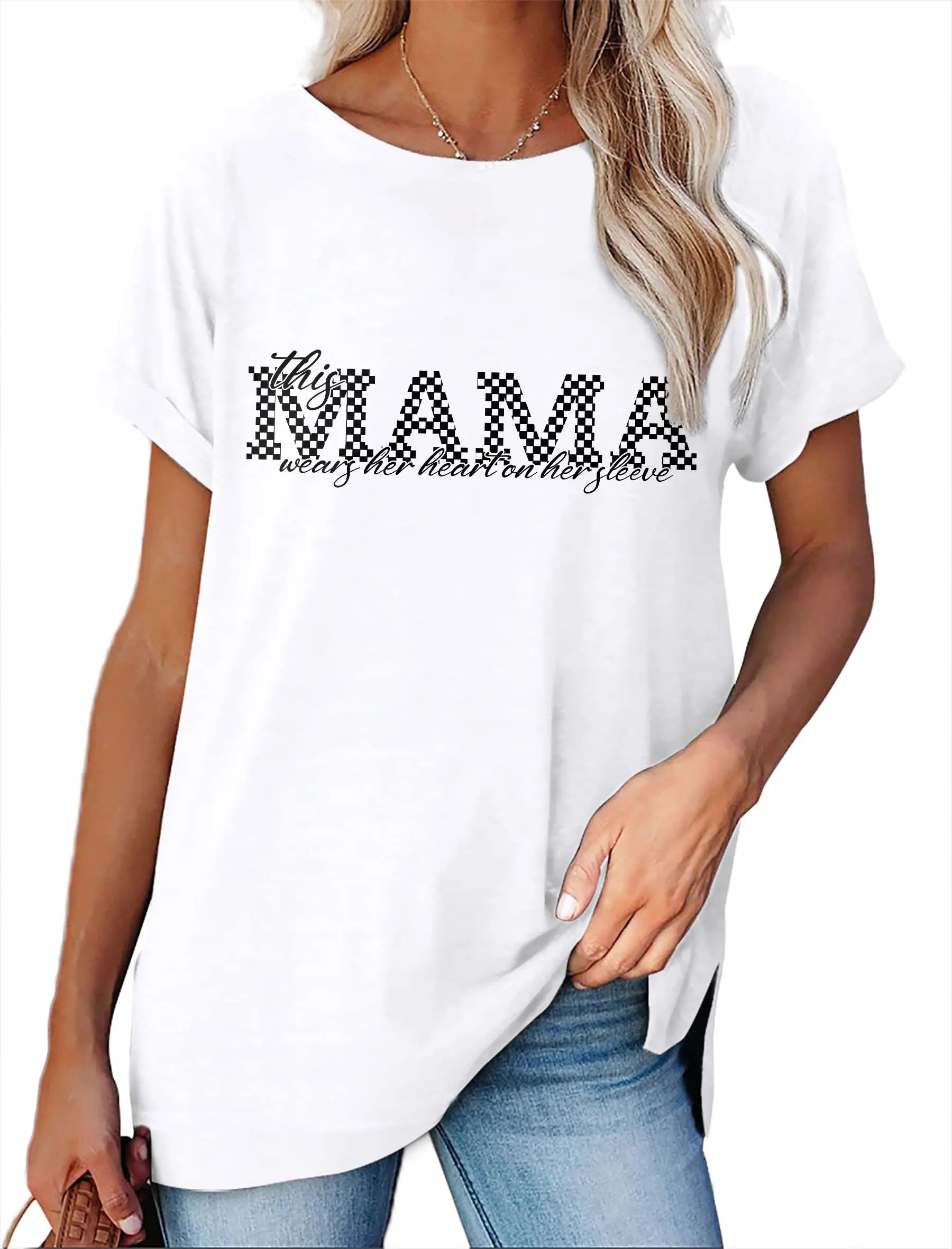 Women's Minimalist Printed Casual Round Neck Short Sleeved Shirt  Pre2brand
