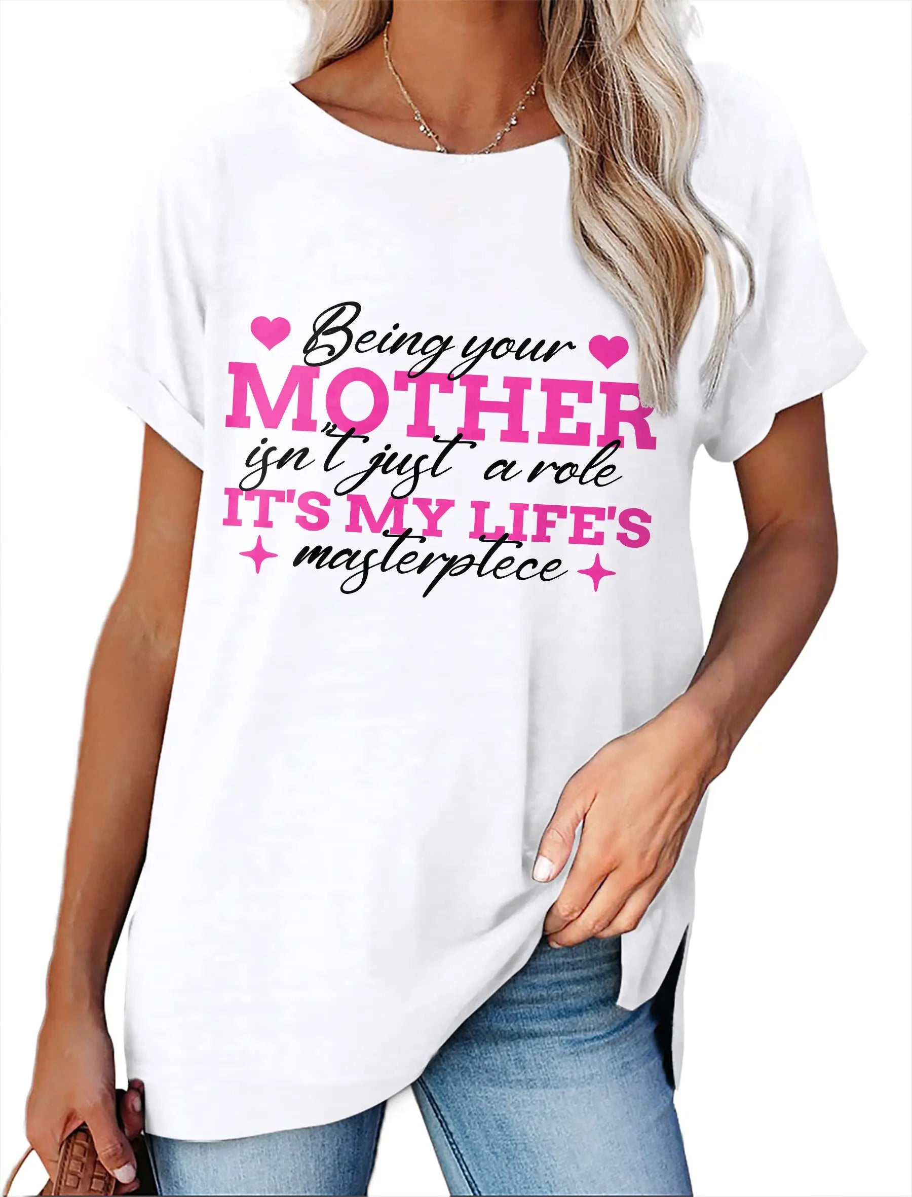 Women's Minimalist Printed Casual Round Neck Short Sleeved Shirt  Pre2brand