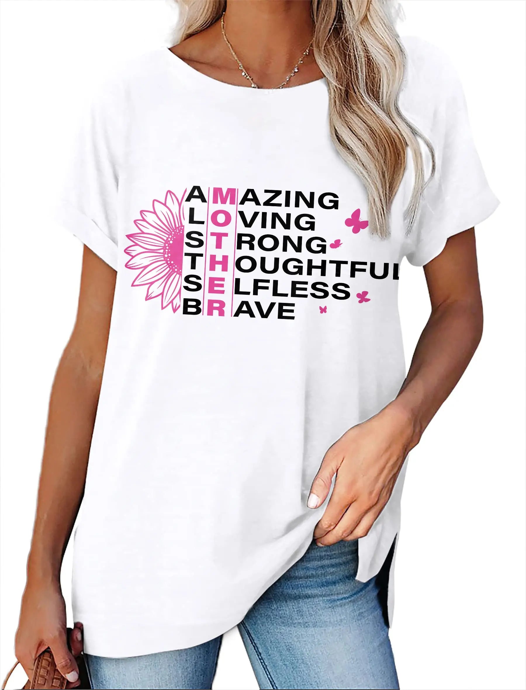 Women's Minimalist Printed Casual Round Neck Short Sleeved Shirt  Pre2brand