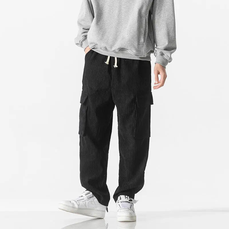 Workwear Trousers Loose Straight Leisure Corduroy Pants Men  Pre2brand Black-5XL
