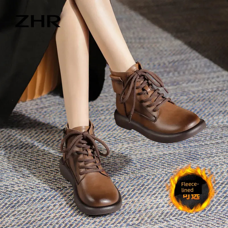 ZHR British Style Boots Women's 2024 Fall and Winter New Brown Maillard Chelsea Boots Retro French Ankle Boots  Pre2brand