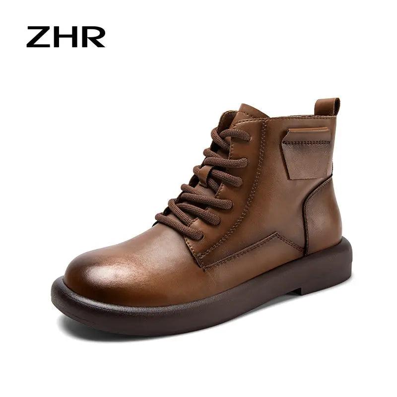ZHR British Style Boots Women's 2024 Fall and Winter New Brown Maillard Chelsea Boots Retro French Ankle Boots  Pre2brand EUR40-EHX62D-Brown-side-pull-Barrel-height-10.5cm