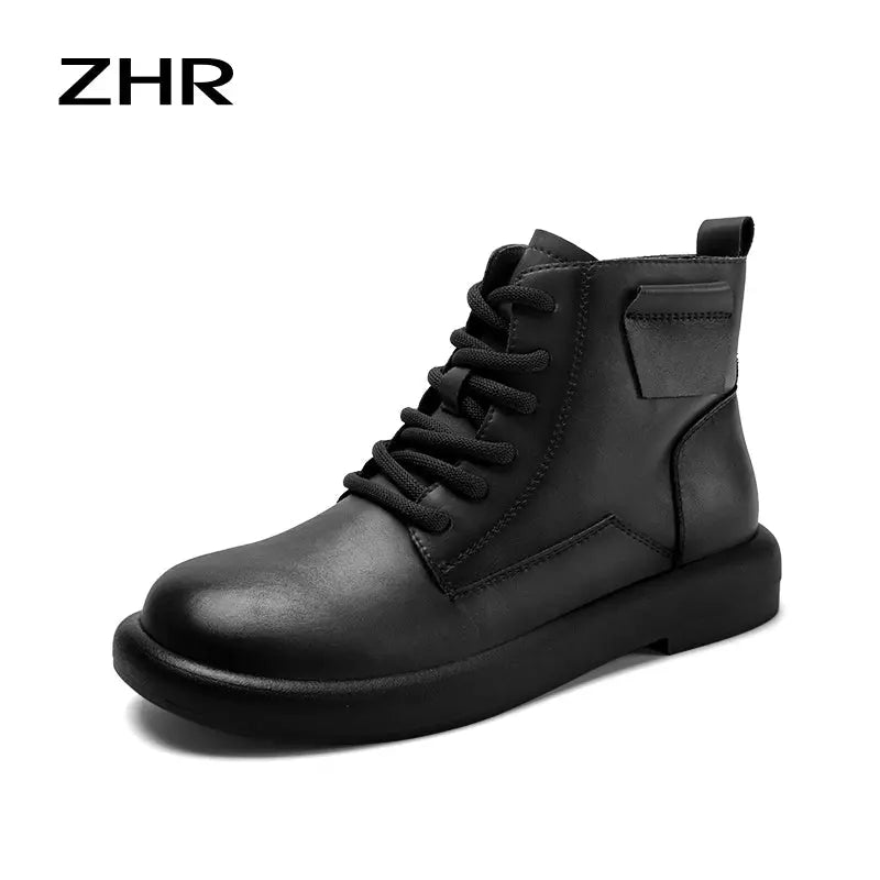 ZHR British Style Boots Women's 2024 Fall and Winter New Brown Maillard Chelsea Boots Retro French Ankle Boots  Pre2brand EUR40-EHX62D-black-side-pull-Barrel-height-10.5cm
