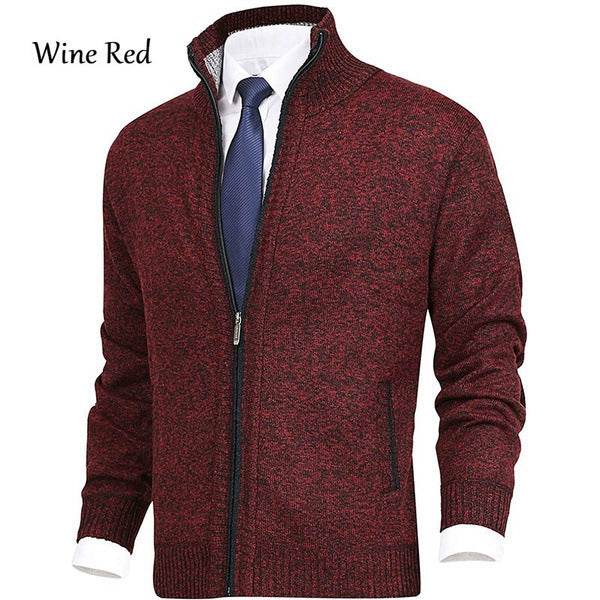 Men's Solid Color Stand Collar Cardigan Sweaters Coat - Pre2brand