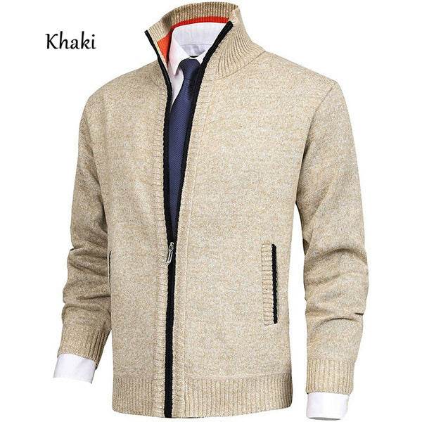 Men's Solid Color Stand Collar Cardigan Sweaters Coat - Pre2brand