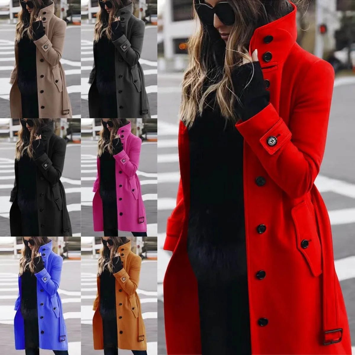 Autumn Winter New Woolen Coat Women's Slim Fit Cardigan Large Coat Women Long Sleeve Single Breasted Stand Collar Woolen Coat - Pre2brand