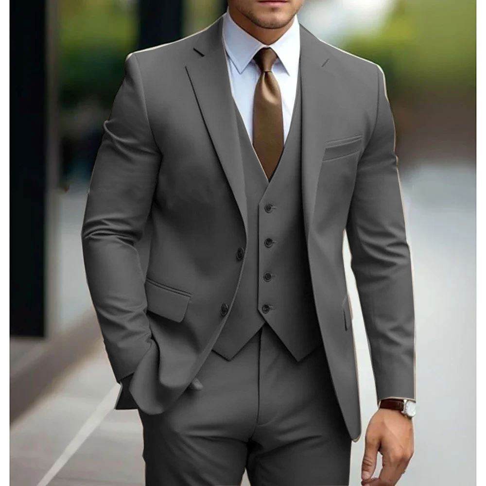 Business Casual Men's Three-piece Suit For Bridegroom Men's Wedding - Pre2brand