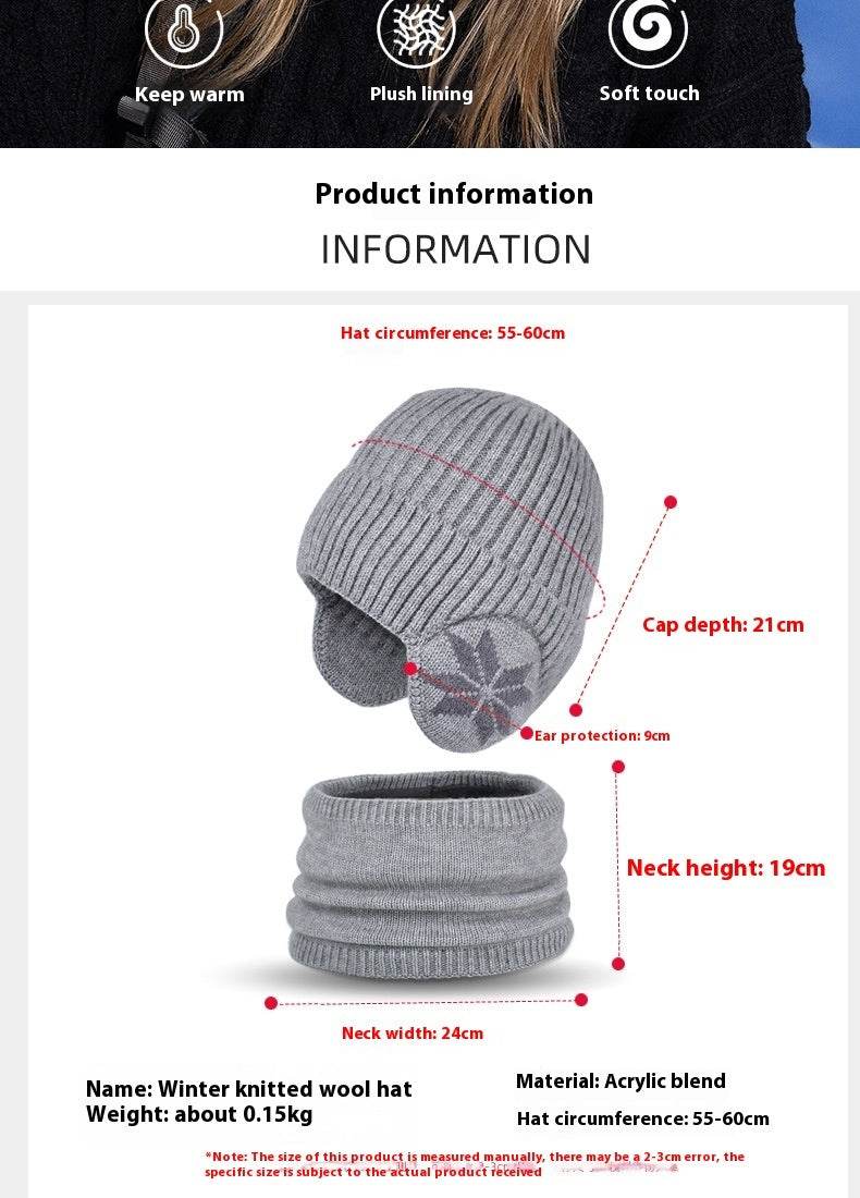 Winter Earflaps Slipover Knitted Woolen Cap Scarf - Pre2brand