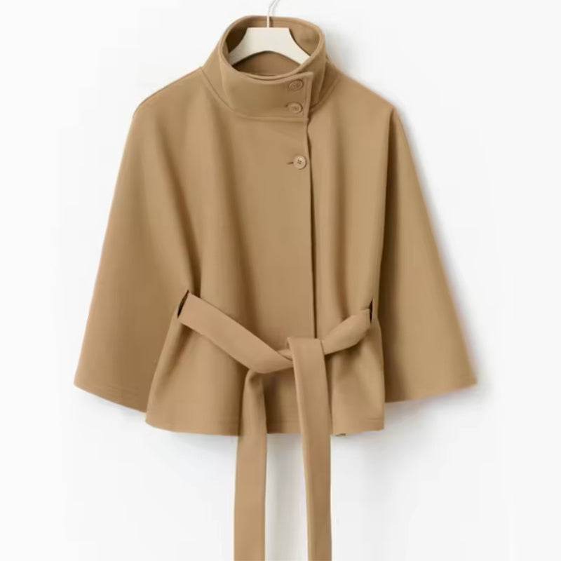 Winter High Neck Batwing Sleeve Coat With Belt Fashion Loose Elegant Button Top Trench Coat For Women Clothing - Pre2brand
