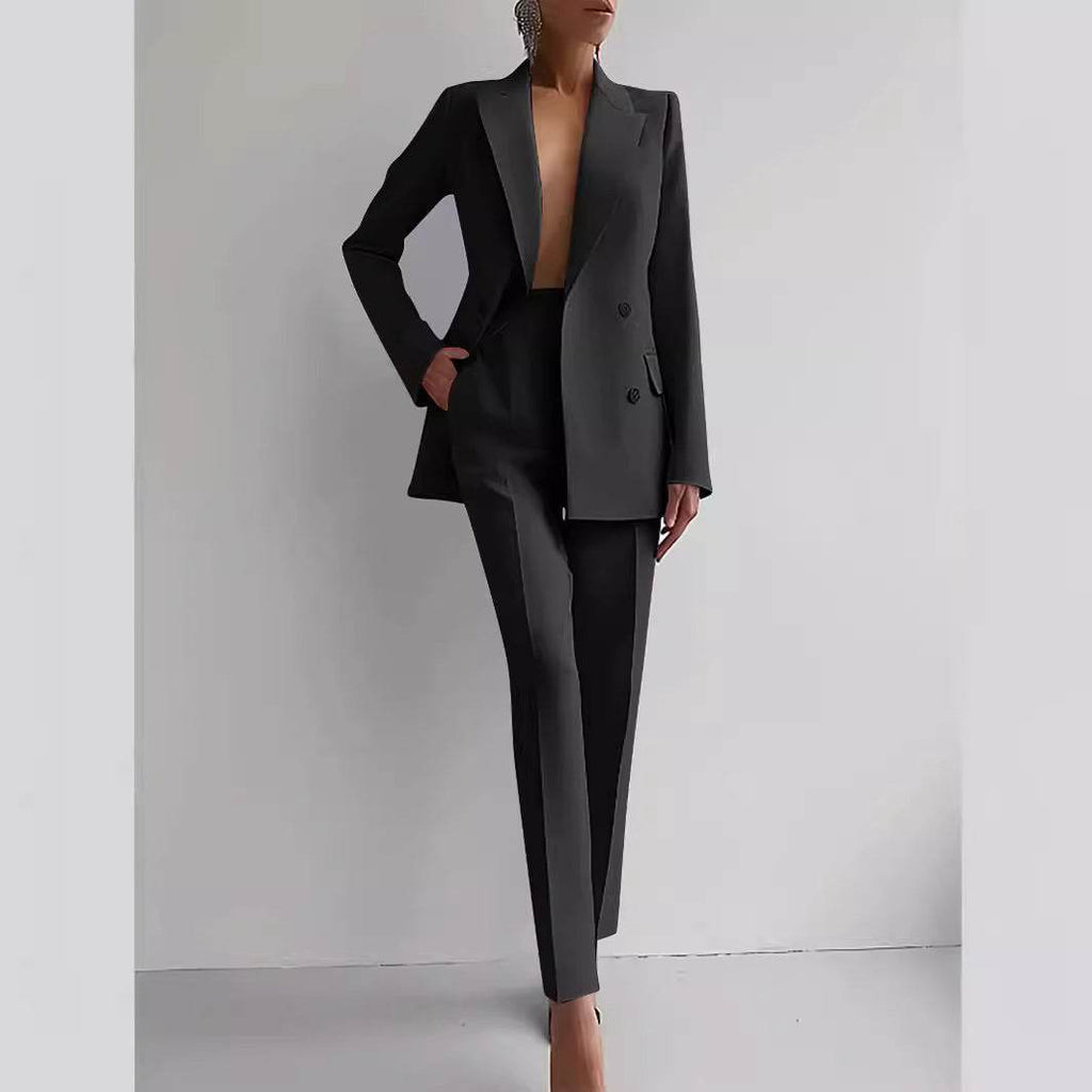 Casual Suits Fashion Long Sleeve Single-breasted Jacket Top And Slim Fit Trousers Women's Business Suits - Pre2brand