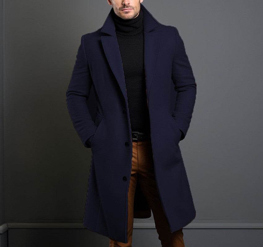 Woolen Men's Mid-length Trench Coat - Pre2brand
