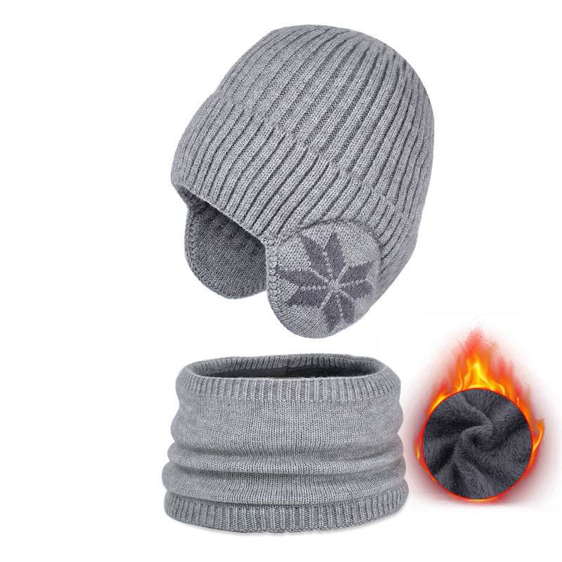 Winter Earflaps Slipover Knitted Woolen Cap Scarf - Pre2brand