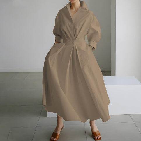 Long-sleeve Blouse Elastic Waist Swing Dress - Pre2brand