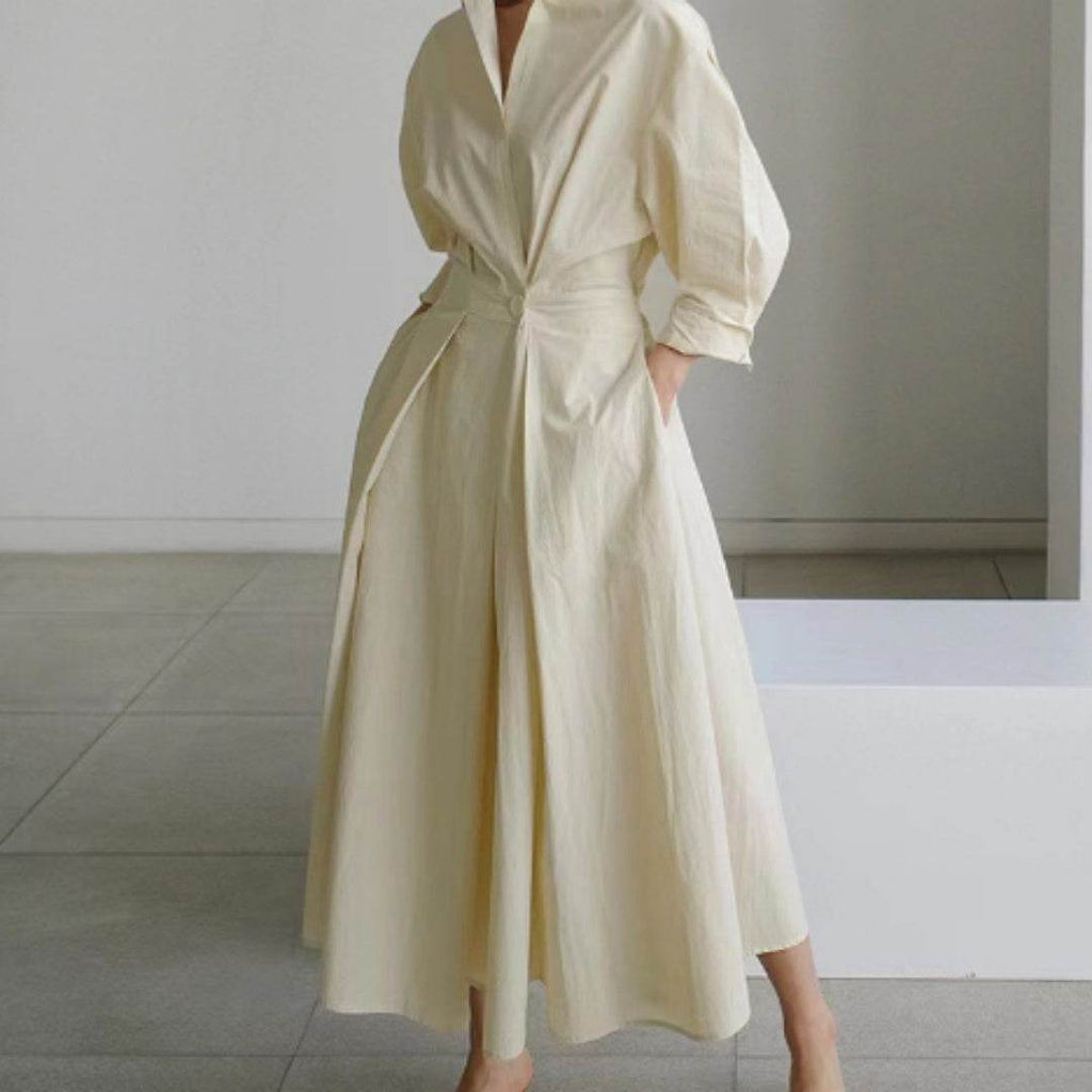 Long-sleeve Blouse Elastic Waist Swing Dress - Pre2brand