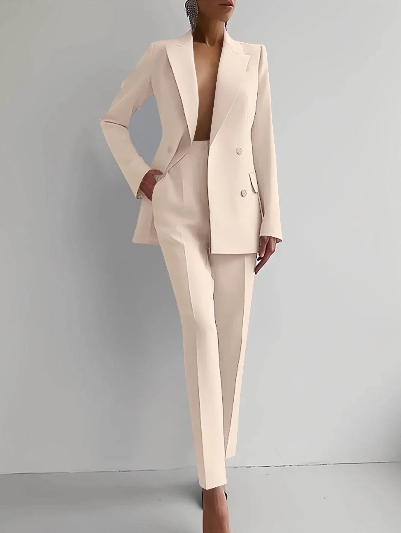Casual Suits Fashion Long Sleeve Single - breasted Jacket Top And Slim Fit Trousers Women's Business Suits - Pre2brand
