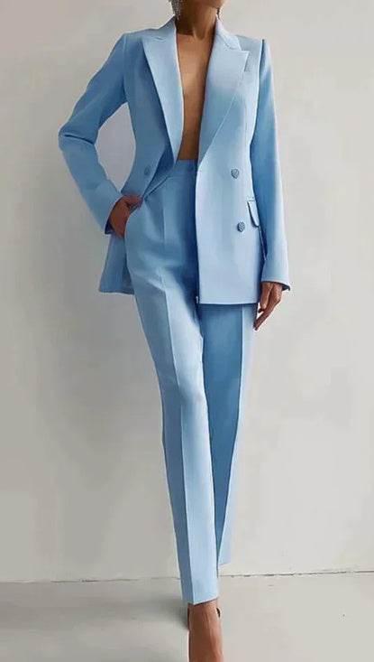 Casual Suits Fashion Long Sleeve Single - breasted Jacket Top And Slim Fit Trousers Women's Business Suits - Pre2brand